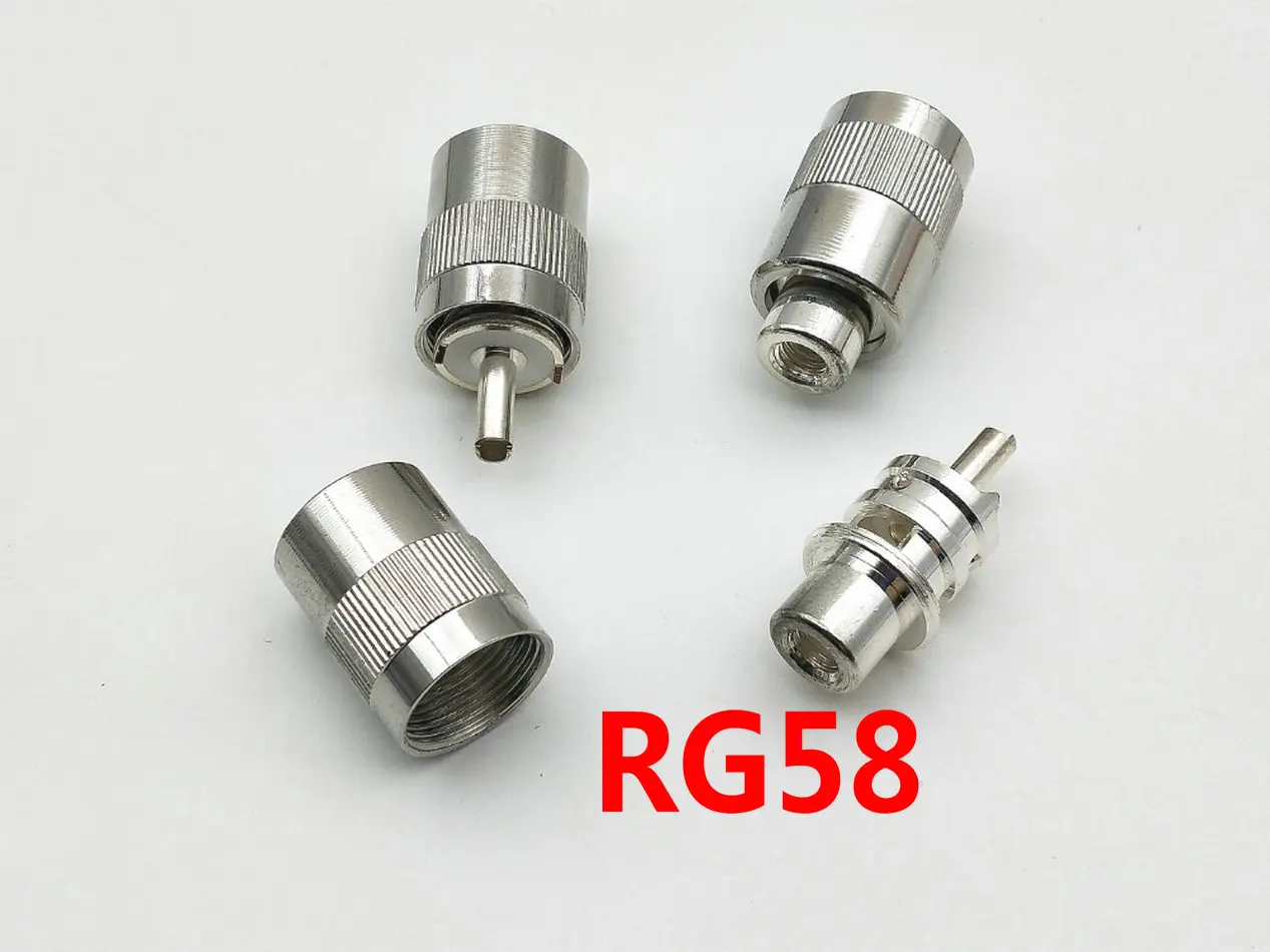 50PCS brass UHF Male PL259 Plug Solder RG58 RG142 LMR195 RG400 / RG8 RG213  Cable Connector