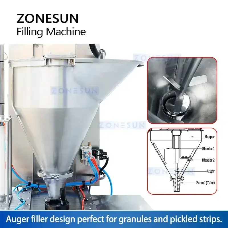 ZONESUN ZS-GTSC1 Semi-Automatic Auger Filler for Pickles Sauerkraut and Danmuji