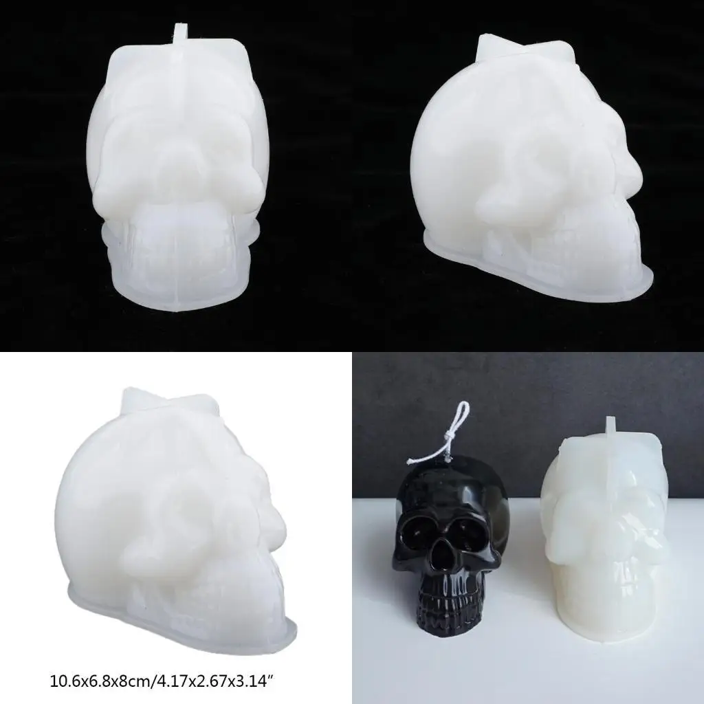 

J78F череп форма для эпоксидной смолы Хэллоуин свеча силиконовая форма DIY ремесла гипсовая форма