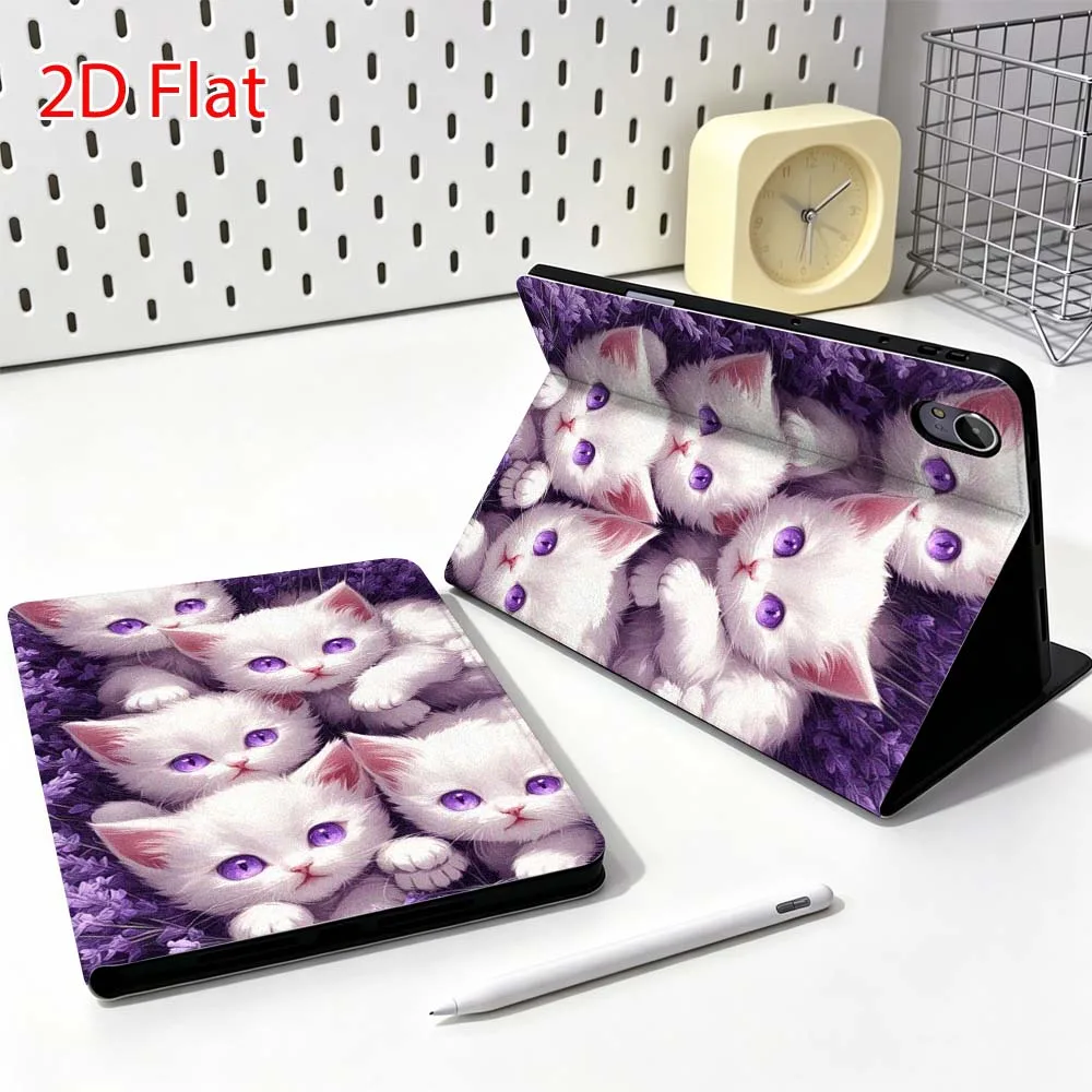 Cartoon Kitten Pink White Flowers Popular For Huawei MediaPad MatePad Honor Pro V6 9 V8 X9 12 X 13.3 SE 11 11.5 Inch Tablet Case