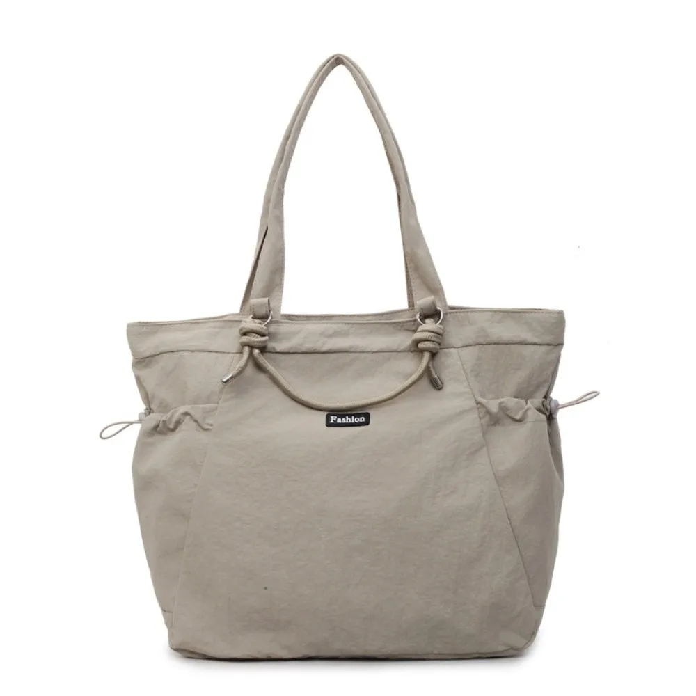 

Simple Solid Color Women's Totes Bag Casual Versatile Nylon Shoulder Bag Zipper Large Capacity Commuting Handbag Female