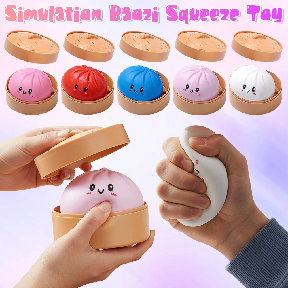 Simulation Baozi Squeeze Toy Steamed Stuffed Bun Slow Rebound Soft Pinch Decompression Squishy Toy Stress Release Toy Gifts