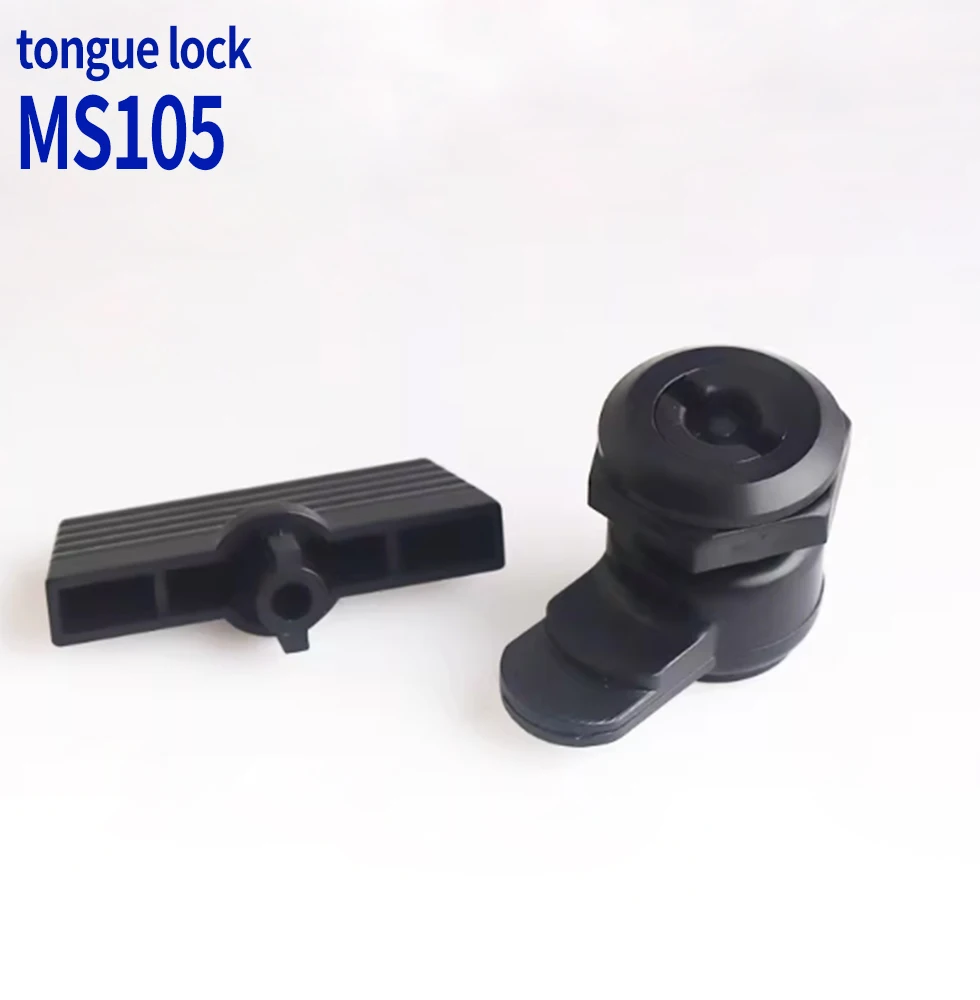 MS105 New Base Box Lock Plastic Tongue Lock Cylindrical Lock One Word Center Lock Distribution Box Door Lock Black