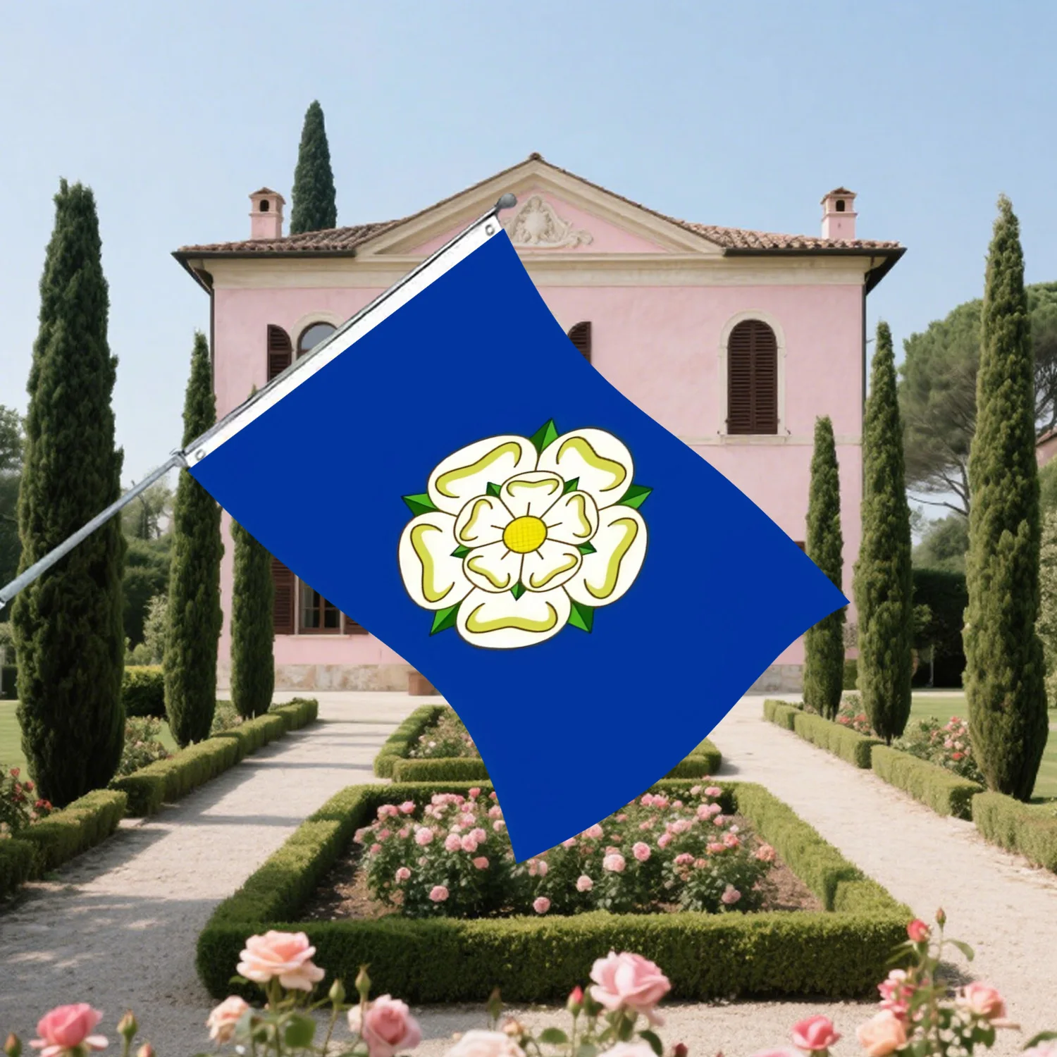 Yorkshire County White Rose County England Flag, Yorkshire Rose English County Flag Decorations - 90x150cm Polyester Flag Banner