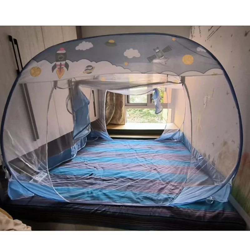 Cartoon Printed Children Anti-fall Mosquito Net Home Universal Foldable Mosquito Net Simple Installation-free Yurt Mosquito Net