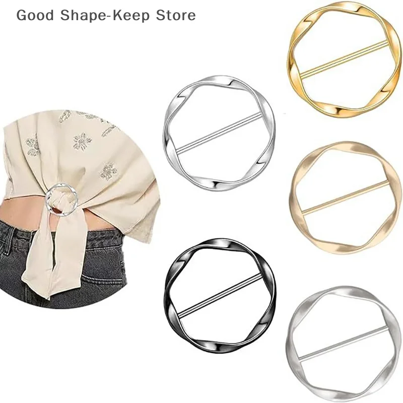 5/6Pcs Spiral Circle Zinc Alloy Metal Round Three-Speed Knotted Silk Scarf Buckle European And American Knot scarf buckle Style