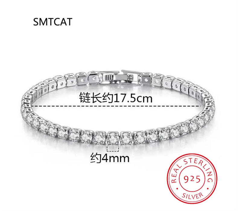 Real 4mm Moissanite Sparkling Full Diamond GRA 925 Sterling Silver Wedding Engagement Party Jewelry Bracelets For Women