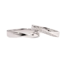 Mobius Design Pure 100% 18K/14K/10K Gold & PT950 Platinum Diamond Couple Rings, Elegant Wedding/Engagement Gift
