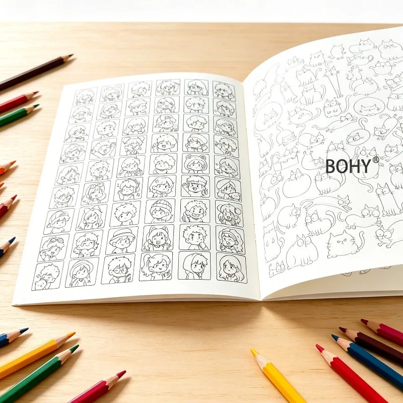 1 Adult Decompression Simple Pen Sketching and Coloring Line Drawing Brochure, 32 Pages, Art Enthusiasts To Draw By Hand