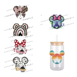 11x12cm Mini Disney Cartoon Mickey Heads UV DTF Transfer Sticker Waterproof Transfers Decals For 16oz Glass Cup Wrap Stickers