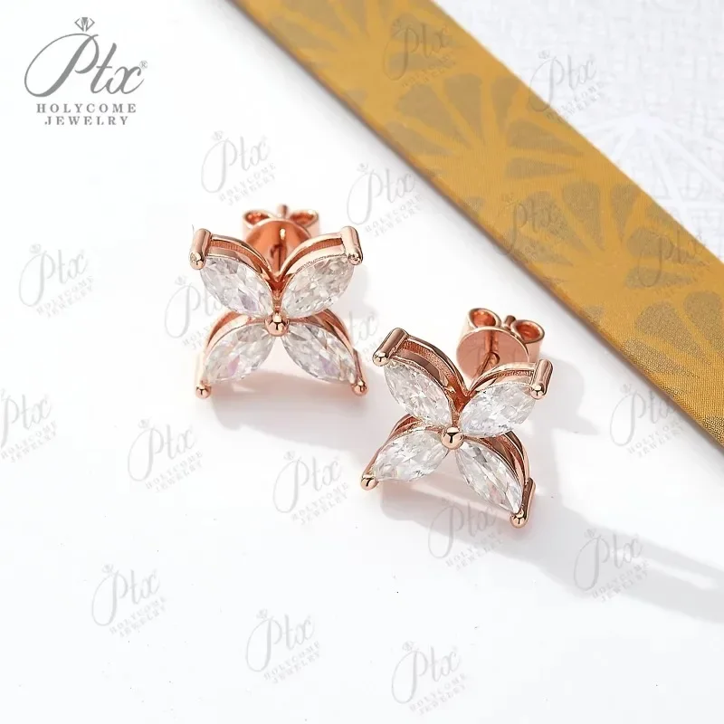 ใหม่ Marquise ตัด Moissanite ต่างหูชุดเครื่องประดับ D สี 100% 925 เงินสเตอร์ลิงชุบ 18K สําหรับผู้หญิงของขวัญครบรอบ