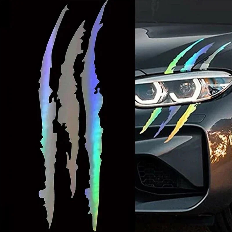 Motorcycle Car Sticker Universal Monster Claw Scratched Stripe Decal Marker Reflective Waterproof Moto Decoration Accessories