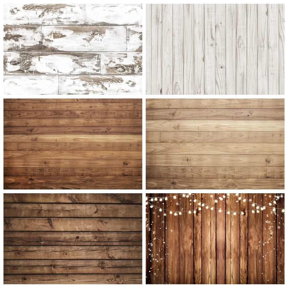 Rustic Wood Background for Photography Brown Wooden Baby Shower Birthday Decoration Kids Pets Portrait Backdrop Photo Studio