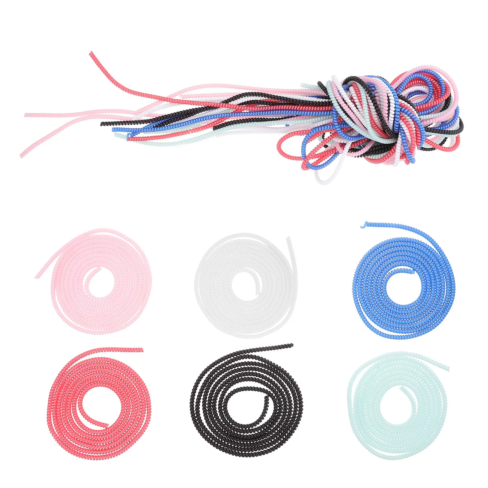 

12 pcs Spring Data Cable Protector Stretchy Wire Organizer For Desktop Durable Cord Covered Cable Management Sleeve