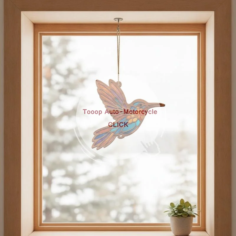 1PCS Window Hanging Stained Glass Hummingbird Sun Catcher Lightweight Ornament for Home Wall Indoor Decor Thanksgiving Gift for