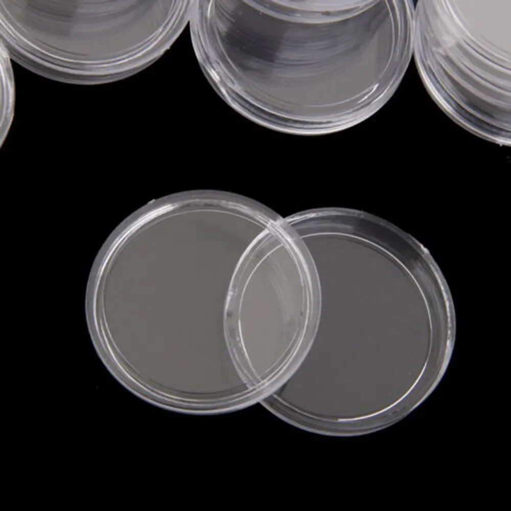 100pcs 25mm Clear Round Coin Capsule Case Container Storage Box Commemorative Coins Holder Portable