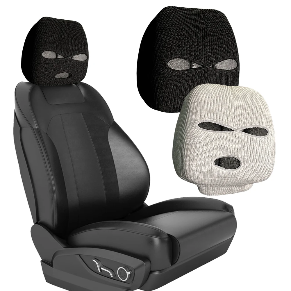 Halloween Car Headrest Cover Decoration Car Front Seat Head Rest Protector Spoof Face Car Seat Head Rest Cover for Most Cars