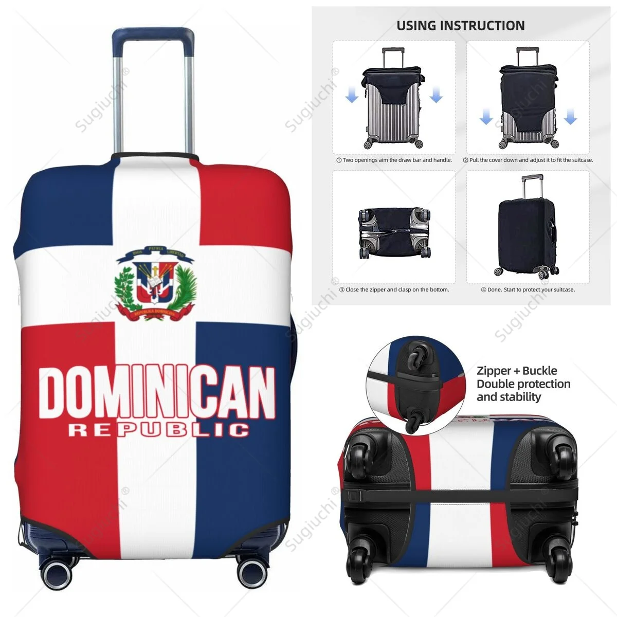 

Dominican Republic Flag Luggage Cover Suitcase Elastic Dust Case Travel Accessories Printed Baggage Case Protective