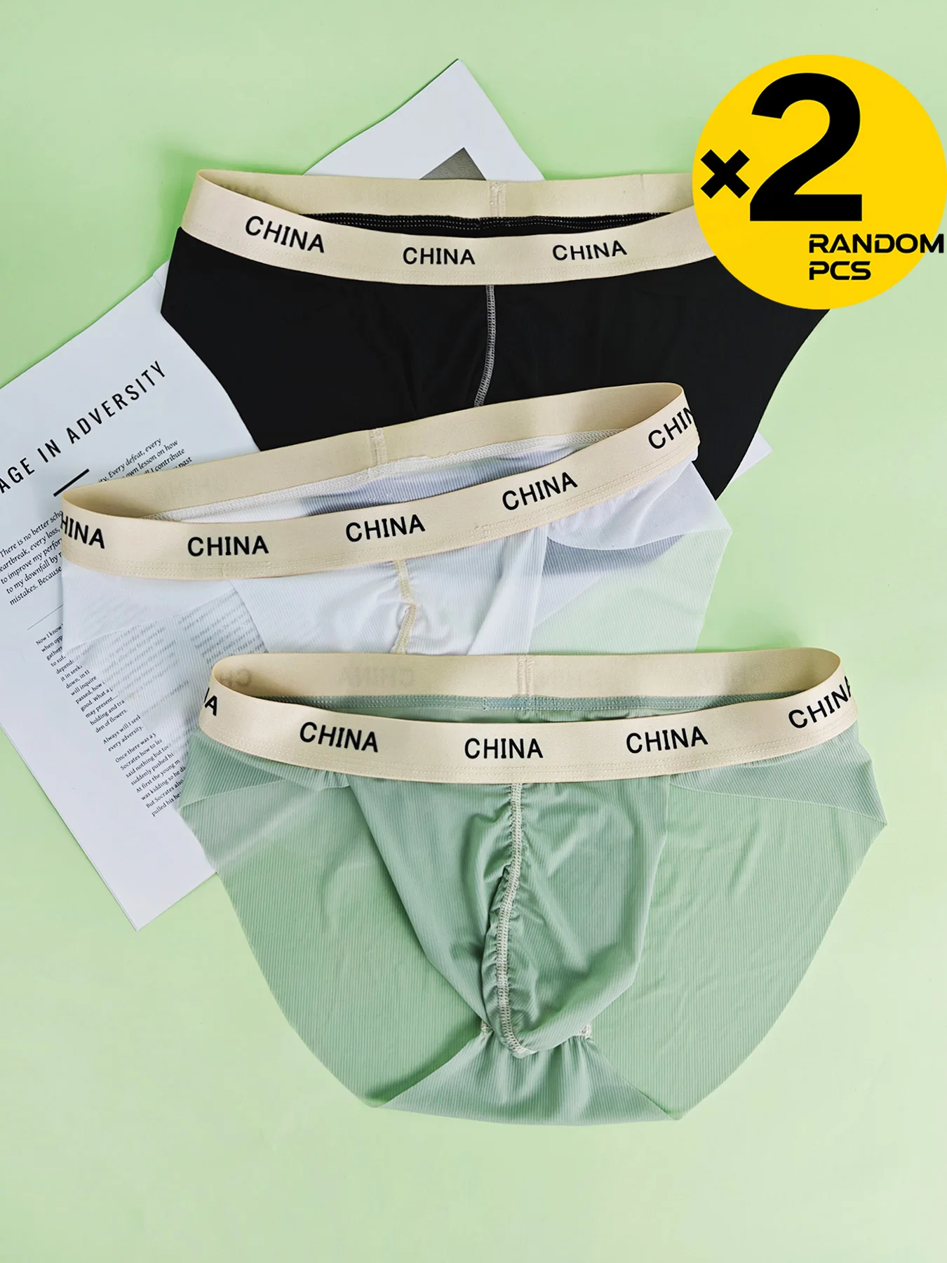 

Ice Silk Briefs Men Underwear Bikini Briefs Seamless High Fork Pouch Briefs Underpants Sheer Low Rise Underwear Randomly 2/3/4pc