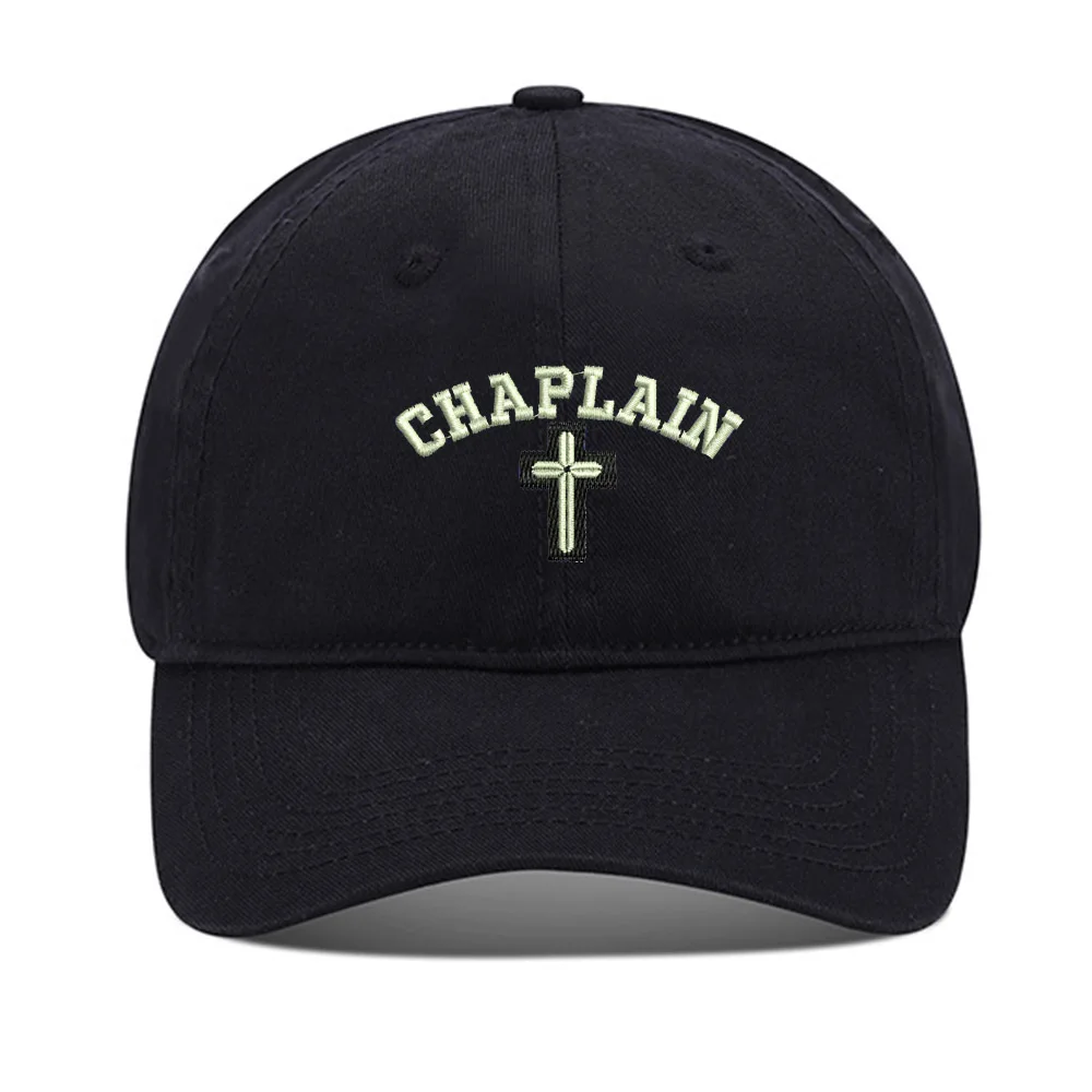 

Lyprerazy Baseball Caps Christain Chaplain Cross Unisex Embroidery Baseball Cap Washed Cotton Embroidered Adjustable Cap