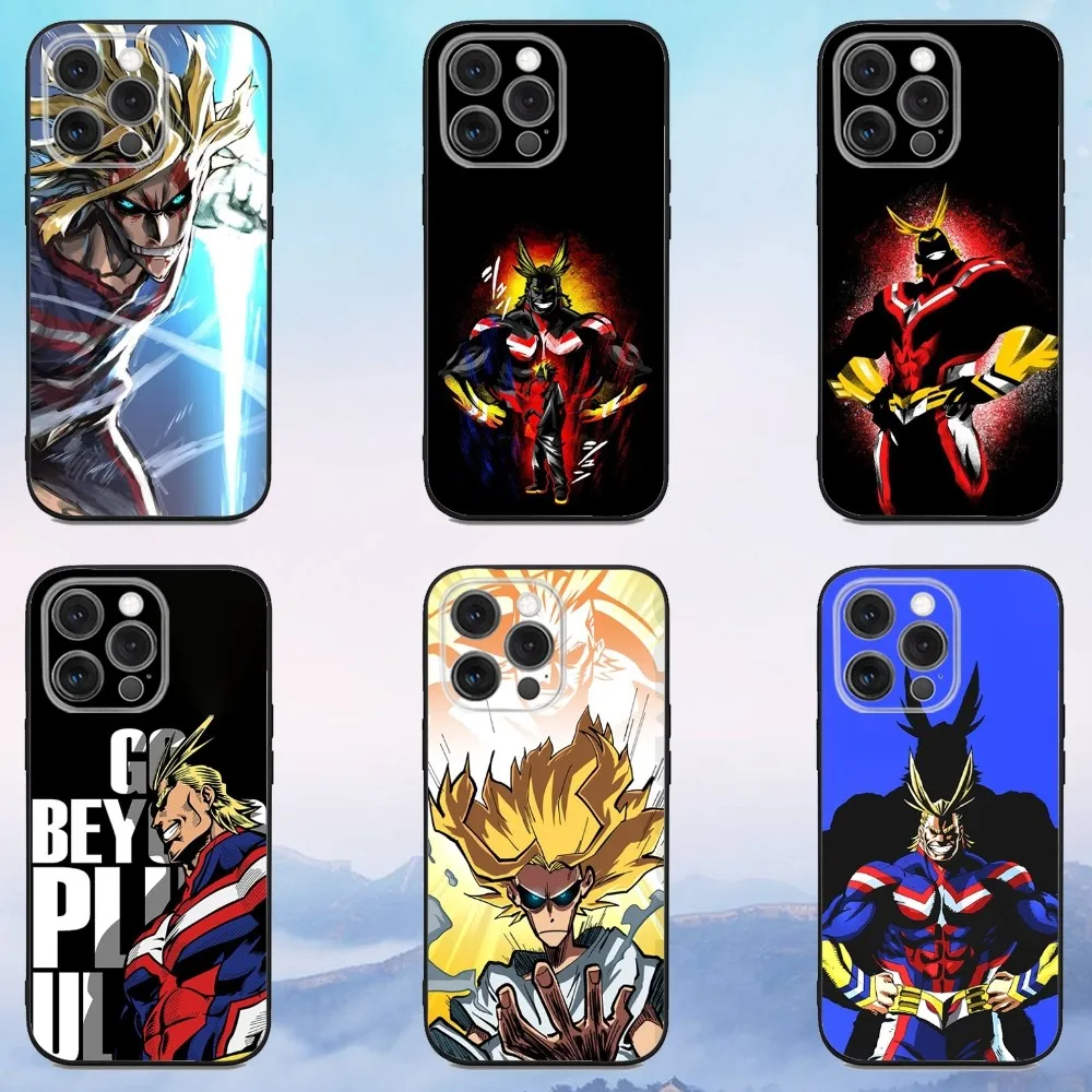 

My Hero A-Academia All Might Phone Case For iPhone 16e,16,15,14,13,12,11,Pro,X,XS,Max,XR,Plus,Mini Soft Black Cover