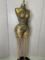 STOCK 2025Women Sparkly Diamond Sexy Mesh Jumpsuit Nightclub Bar Party Show Gogo Dancer Clothing Drag Queen Outfit Stage Costume - Image 5