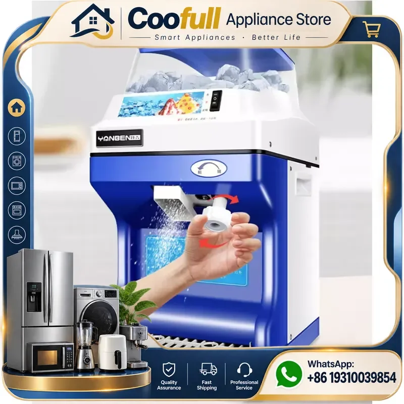 Electric Commercial Cube Ice Shaver Crusher Machine Stainless Steel For Bar Shop Heavy Duty Snow Cone Ice Breaker