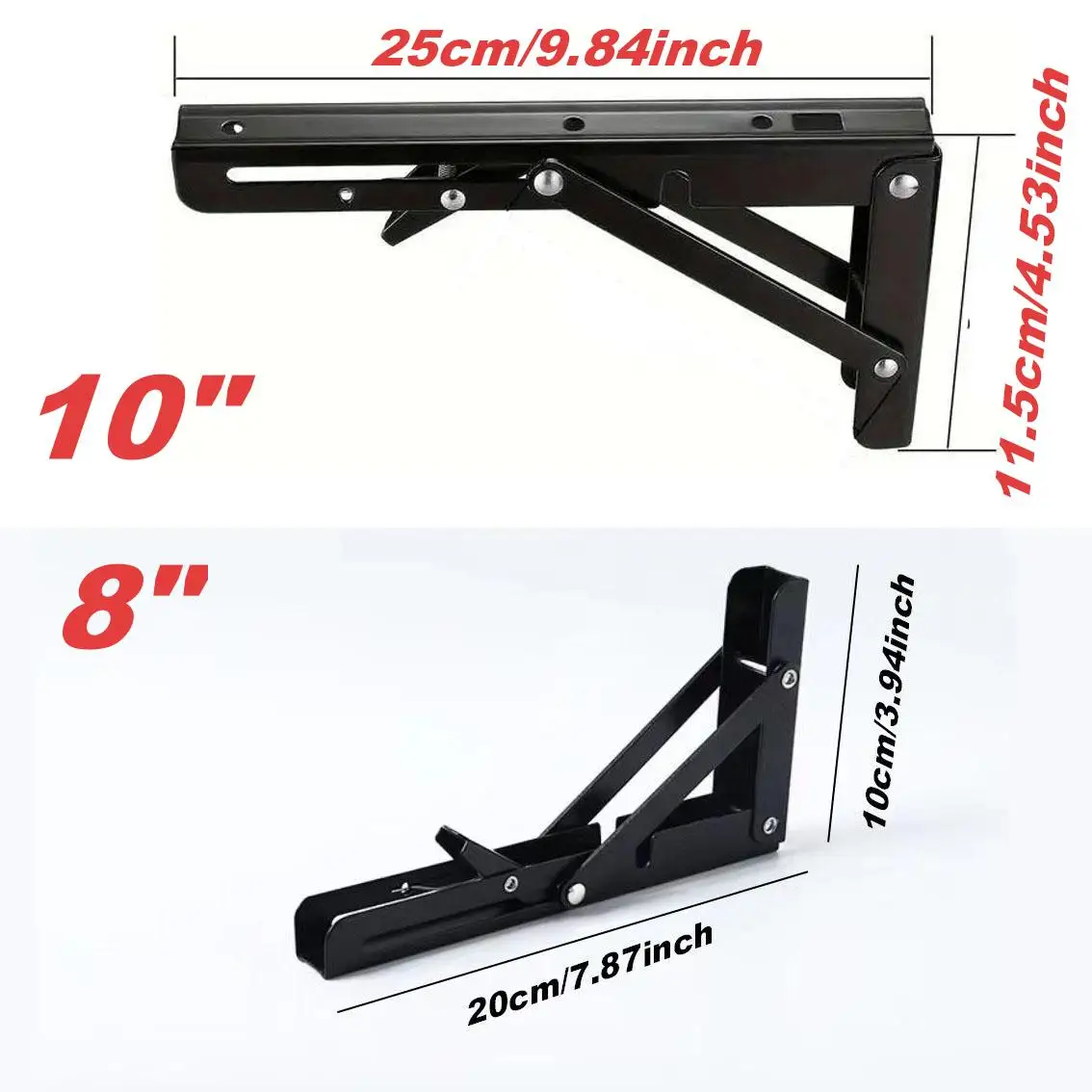Folding Shelf Brackets Heavy Duty Stainless Steel DIY Wall Mounted Collapsible Furniture Space Saving for Garage Workstation