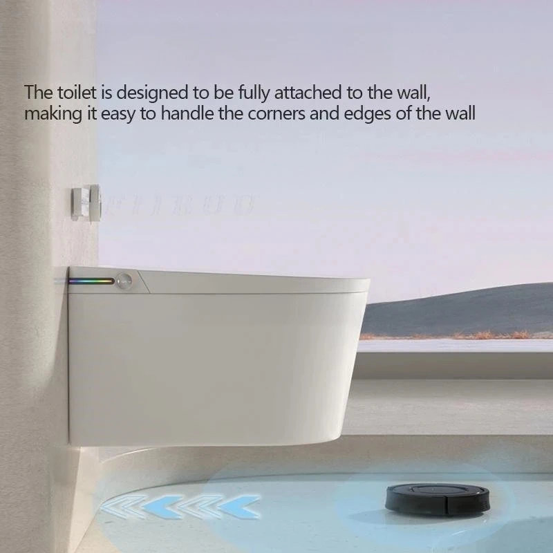 Wall Mounted Intelligent Toilet Bidet Smart Toilet for Bathroom Tankless Auto Open/Close Heated Seat Electric Elongated WallHung
