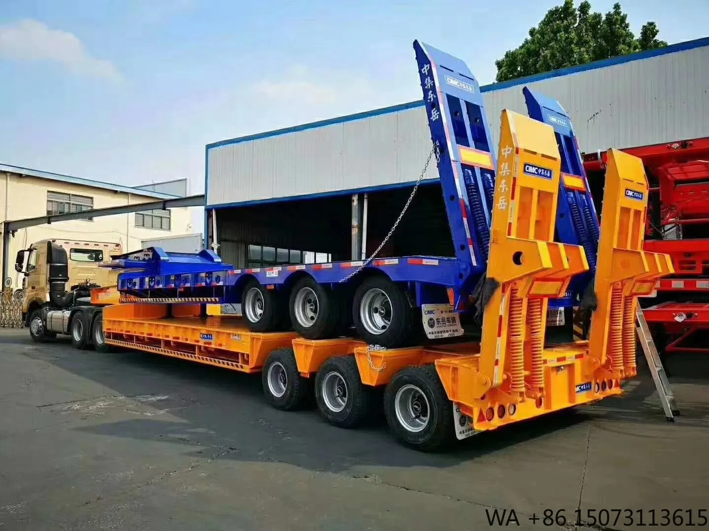 Remolque Lowboy de cuello de cisne con contenedor de cama baja de 18 m, 10 toneladas y 3 ejes para transporte de grúa