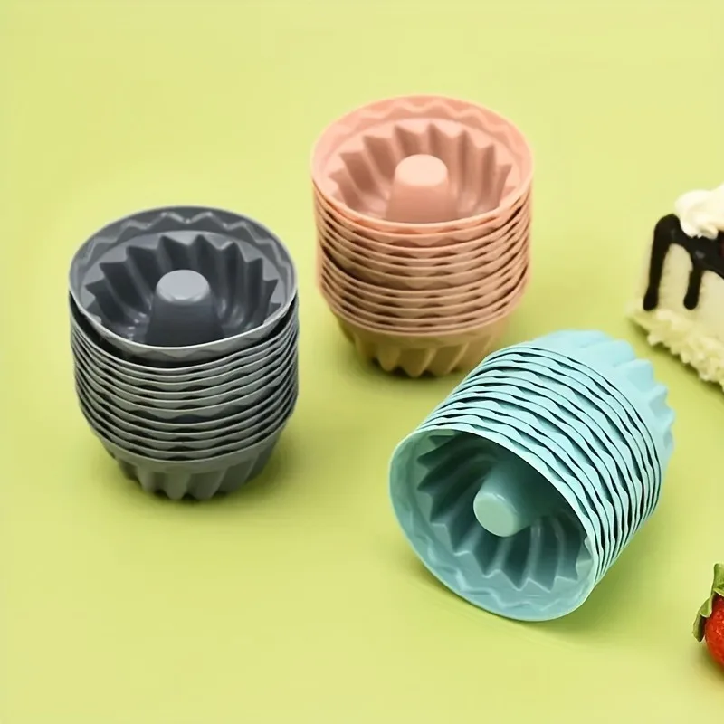 Non-Stick Silicone Bundtlette Cake Mold for Perfect Fluted Tube Cakes - Baking Tools and Kitchen Accessories for Easy
