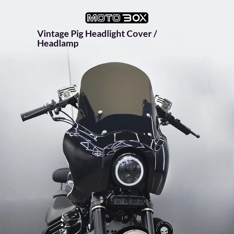 【Premium】For Chinchilla 350 Modified with DS-style Pig’s Head-shaped Headlights, LED Round Headlights, and Front Windshield Defl