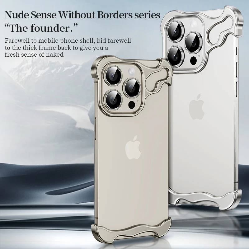 Luxus Unregelmäßige Aluminium Legierung Stoßstange Telefon Fall Für IPhone 14 15 Pro Max Objektiv Film Schutz Metall Abdeckung