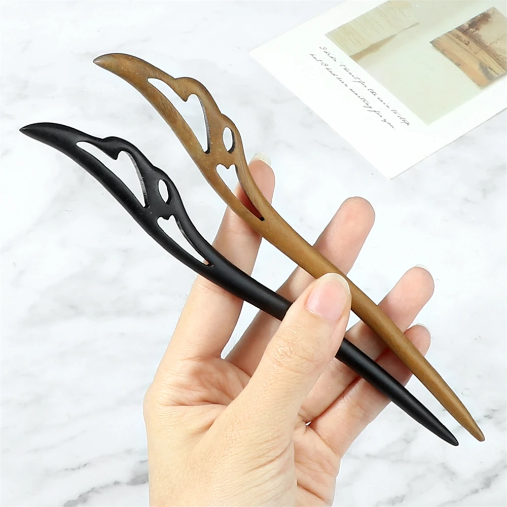 Chinese Ethnic Style Hair Clip Pin Green Sandalwood Hair Sticks for Women Chopstick Simple Hair Accessories Girls Hairstyle Tool