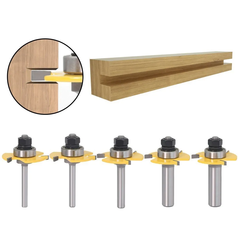 Milling Cutter T Slot Groove Joint Assembly Router Bit 6mm/8mm/12mm 1/4″ 1/2″Shank 3 Flute Wood Milling Tool