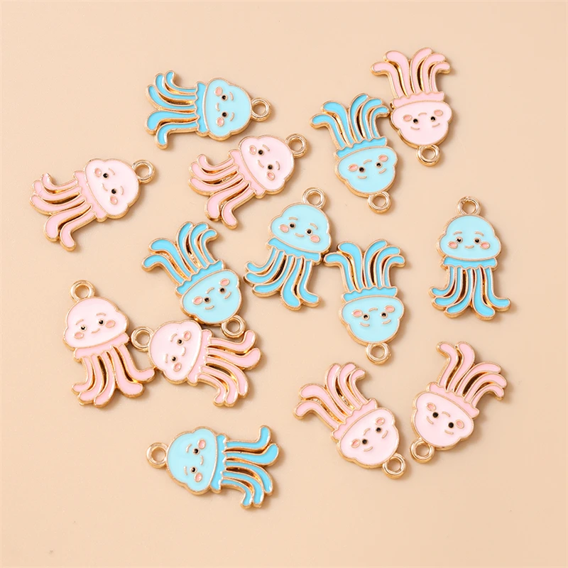 

20pcs 14x21mm Cute Enamel Jellyfish Charms Pendants for Making Drop Earrings Necklaces Bracelets DIY Crafts Jewelry Accessories
