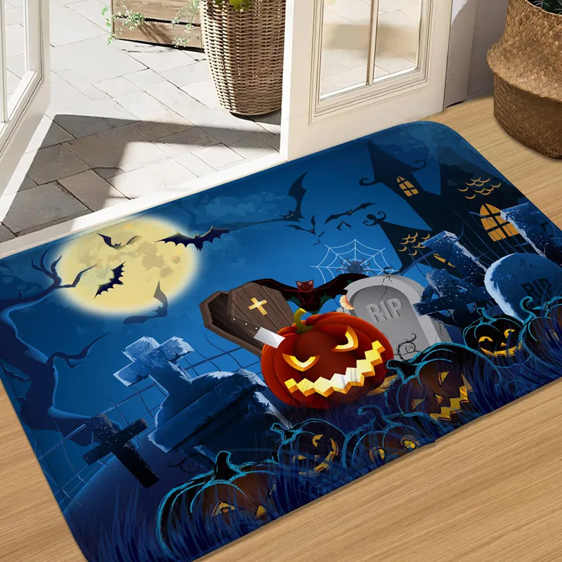 Halloween Horror Kürbis Muster Innen- und Außendekoration Fußmatte Schlafzimmer Wohnzimmer kleiner Teppich Badezimmer saugfähige Unterlage
