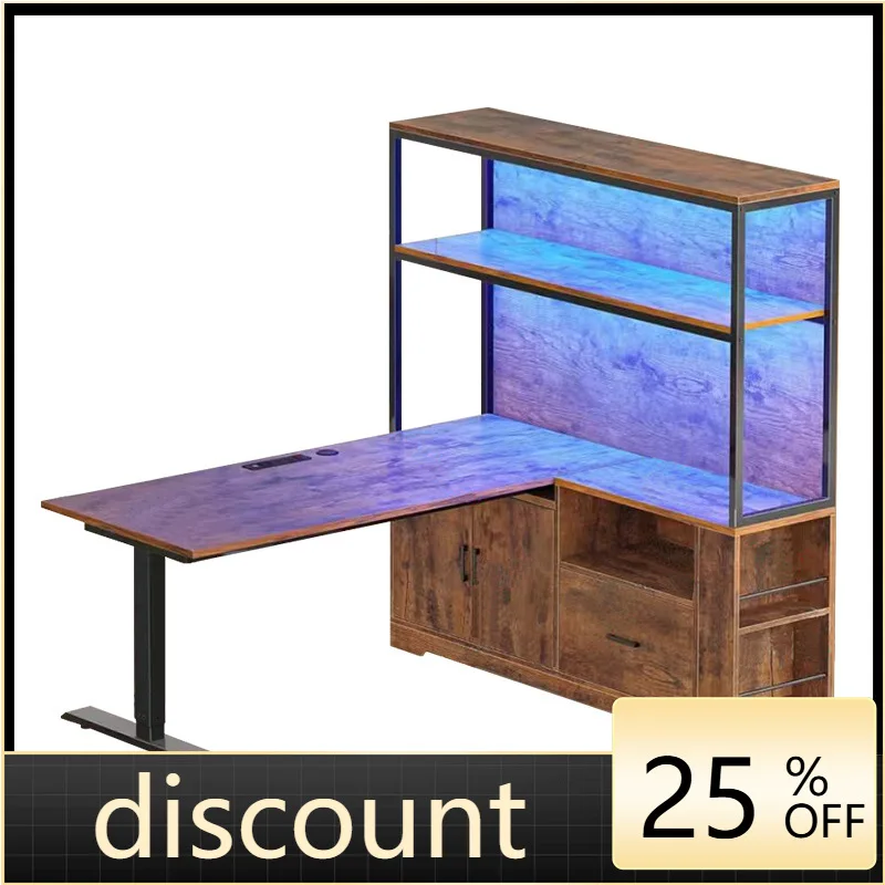LTT lifting table legs single motor with side cabinet multi-layer bookshelf household corner table