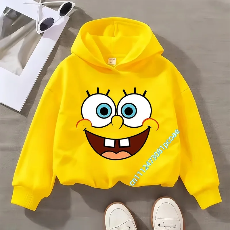 Children's hooded sweatshirt SpongeBob SquarePants Boys' sport shirt Girls' casual top Autumn/Winter long-sleeved cartoon print