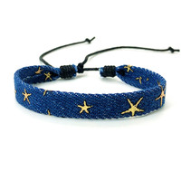 Vintage Handmade Star Punk Blue Denim Man Bracelet for Women Gothic Ethnic Friendship Bracelets & Bangles Jewelry Gift Wholesale