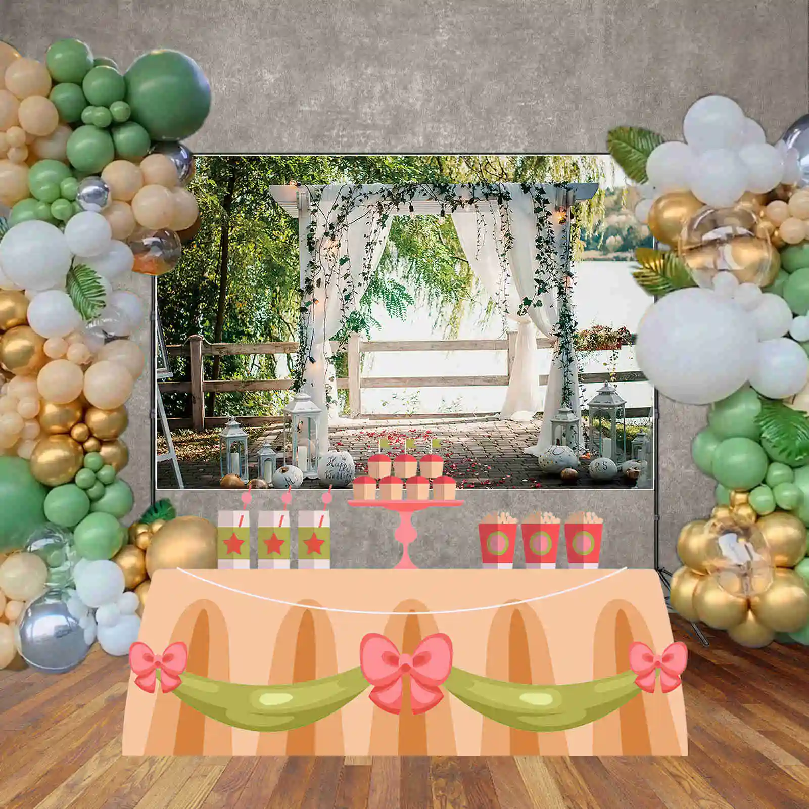 Flowers Wedding Doors Scenery Photography Backgrounds Bridal Party Portrait Photographic Backdrops For Home Decor Photo Studio