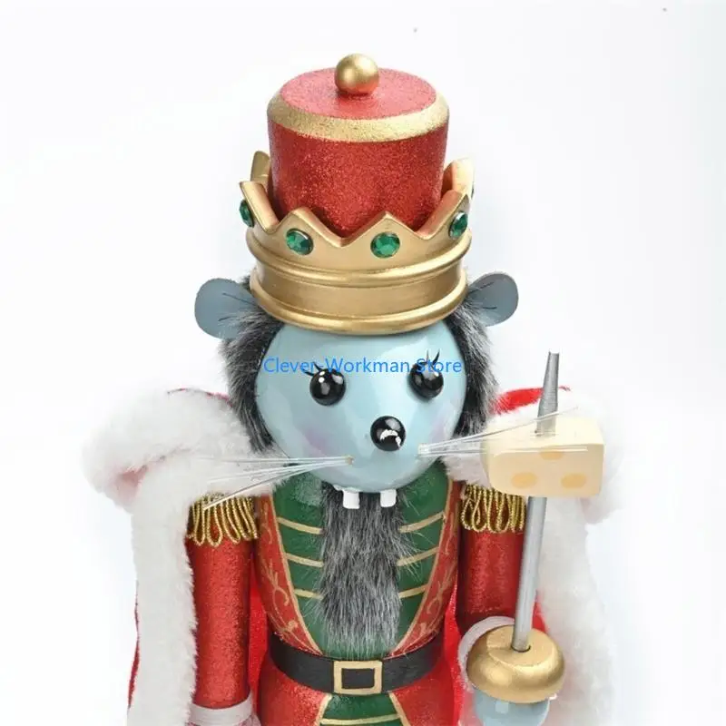 24TD عيد الميلاد الخشب كسارة البندق الماوس الملك تمثال الديكور 38 سنتيمتر عطلة زخرفة #5