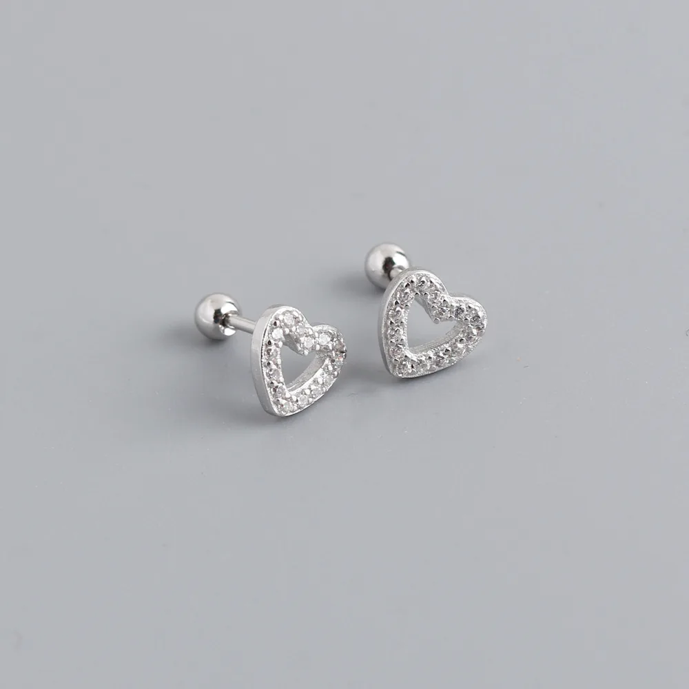 RYJU 925 Sterling Silver Dainty Brilliant Heart Zirconia Handmade Stud Earrings For Women Girls Teen Kids Valentines Day Jewelry