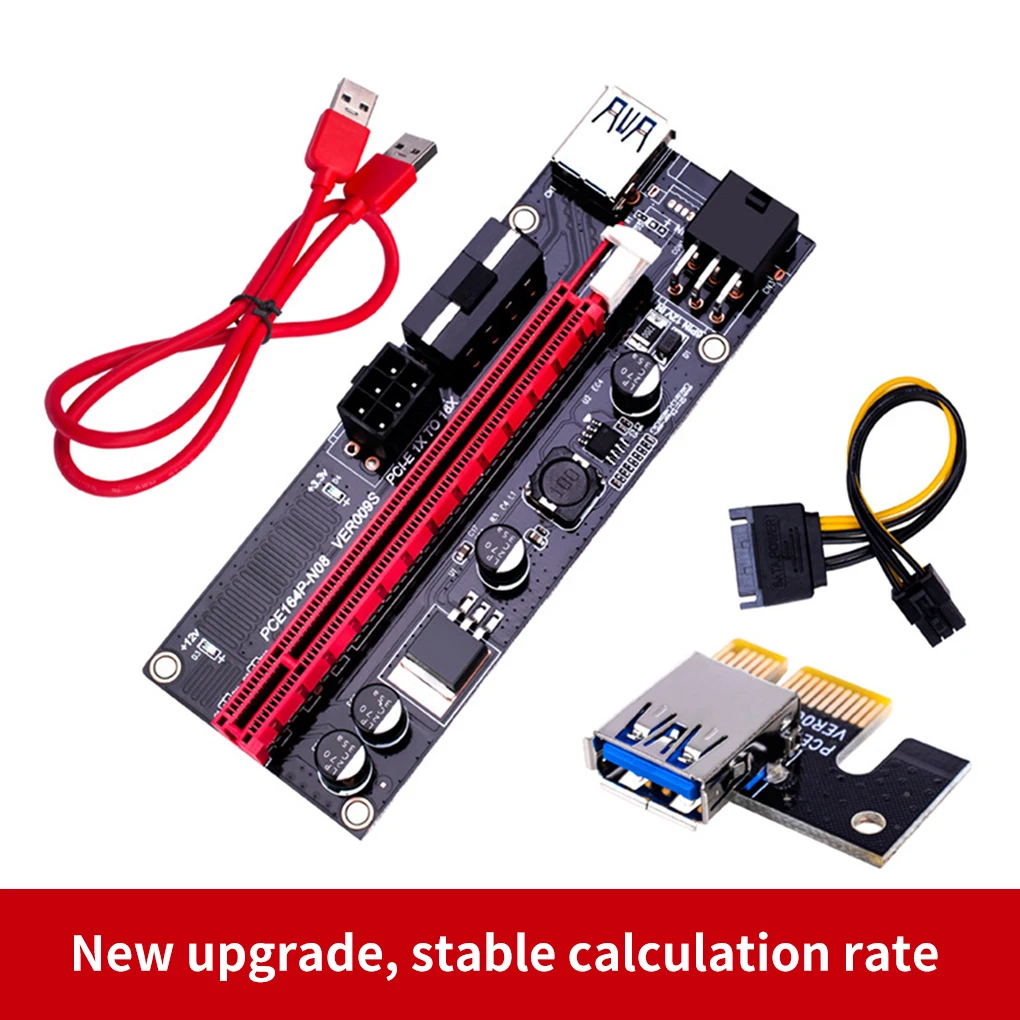 

Mining Computer PCI-E 1x to 16x Adapter Board with USB 3.0 Cable 6pin Power Port Expansion Card PCI-Express Extender