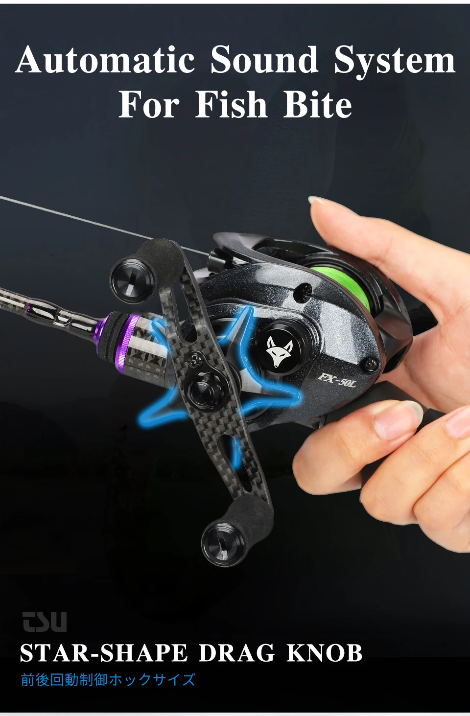 TSURINOYA Baitcasting Angelröhre SPIRIT FOX 50R 50HR 1-10g Ultraleichtes, glattes Finesse-System 5,6:1 7,3:1 Weitwurf Vielseitig – Detail 7