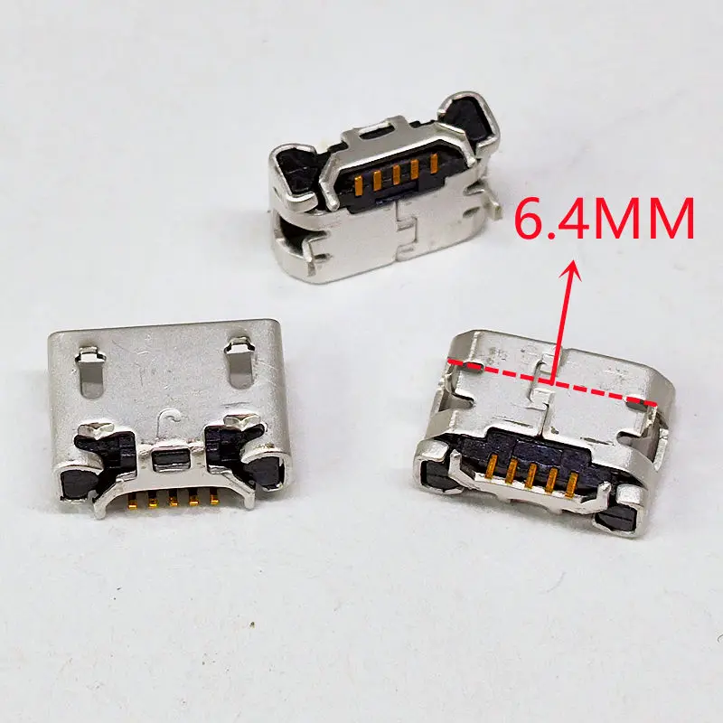 100pcs Micro USB mini Connector 5pin 5.9mm 6.4mm 7.2mm short needle 5P DIP2 Data port Charging port for Mobile end plug V8 Port