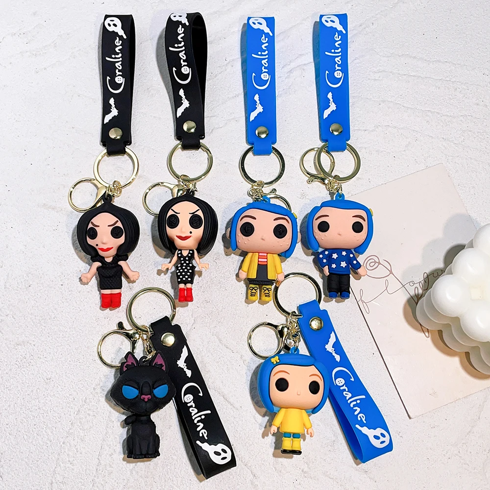 Creative Cartoon Movie Film Action Coraline Figure Doll Model Cute Doll PVC Keyring Ornament Key Chain Pendant Kids gifts