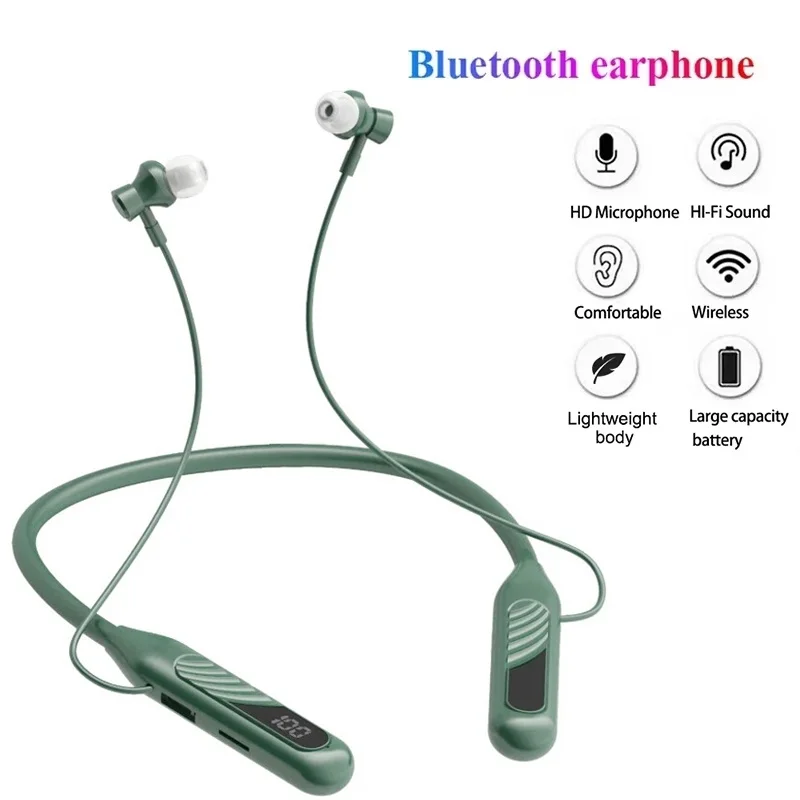 

Portable Bluetooth 5.3 Headphone LED Charging Display Bass Wireless Earphones Stereo Earbuds Outdoor Sports Waterproof Headset