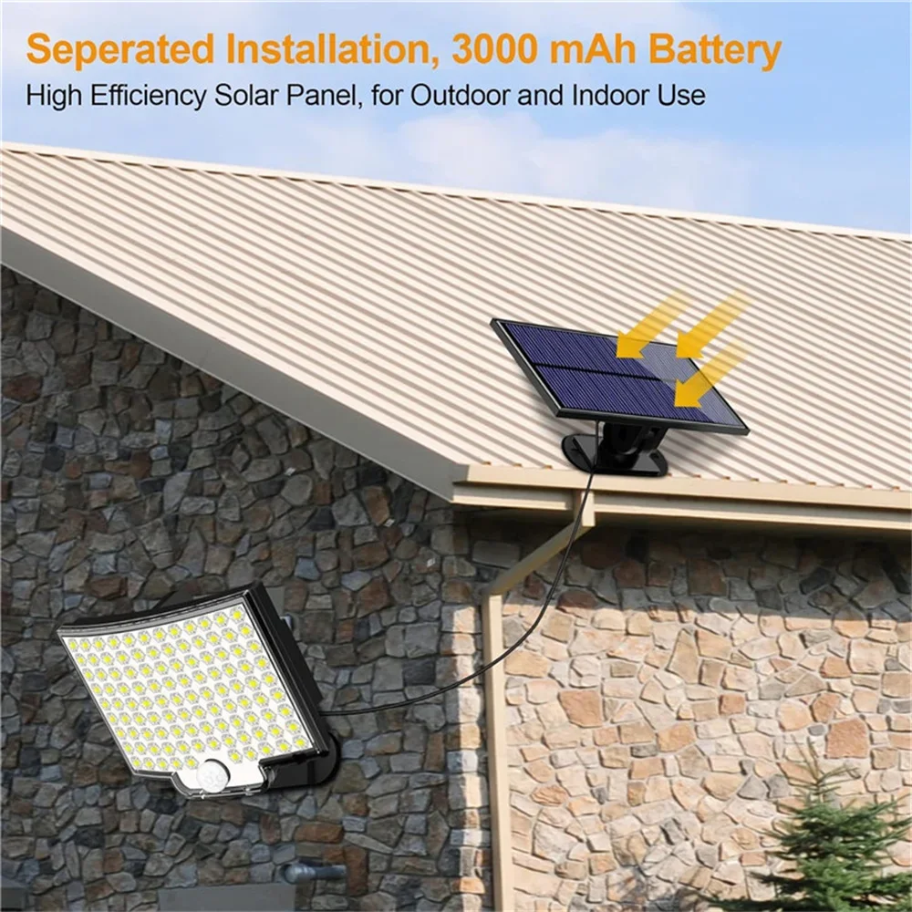Solar Lights Outdoor Waterproof 106 LED Solar Motion Sensor Flood Light 3 Lighting Modes Solar Security Light For Garage Fence
