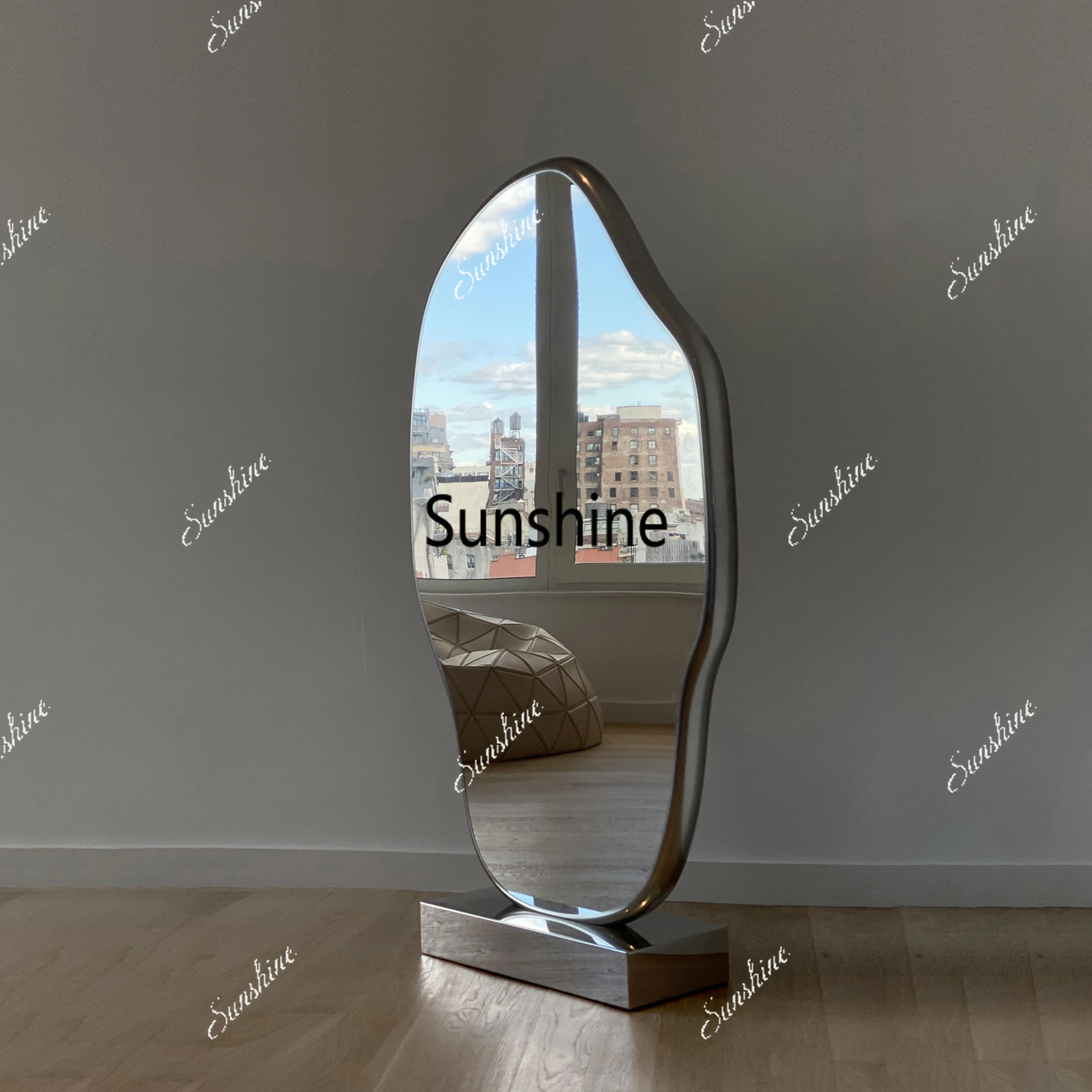Light luxury special-shaped full-body mirror clothing store vertical floor-to-ceiling full-length mirror living room decoration